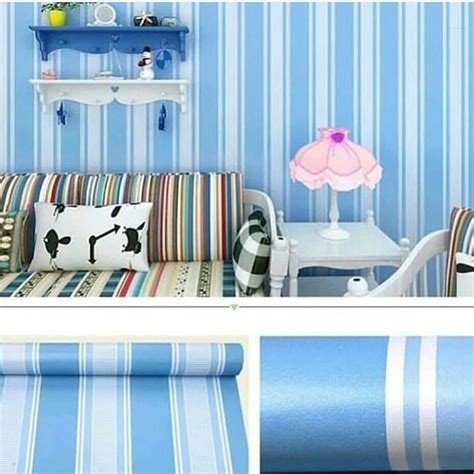 Jual Wallpaper Dingding Wallpaper Stiker SALUR GARIS BIRU 10 Meter X 45