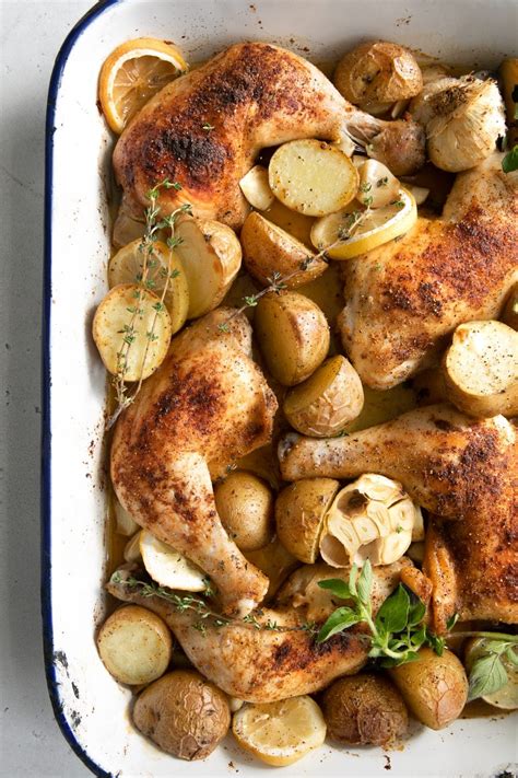 Crispy Oven Roasted Chicken Legs With Potatoes The Forked Spoon