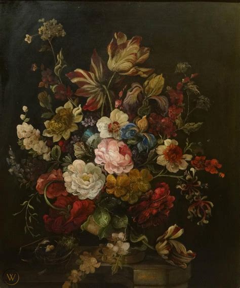 Fine Large 17th Century Style Dutch Old Master Still Life Flowers Oil Painting 1778097568