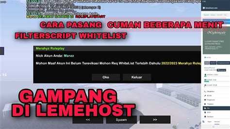 CARA PASANG FILTERSCRIPT WHITELIST DI LEMEHOST YouTube
