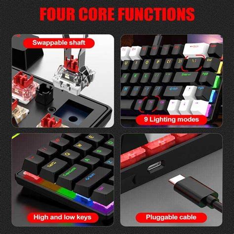 Inplay Key Wired Nical Hot Swappable With Red Switch Gaming Keyboard For Pc Laptop Board