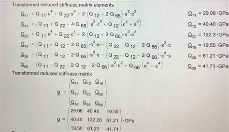 Solved 218 Find The Transformed Reduced Stiffness Matrix