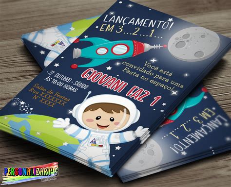 Convite Digital Astronauta Elo7 Produtos Especiais