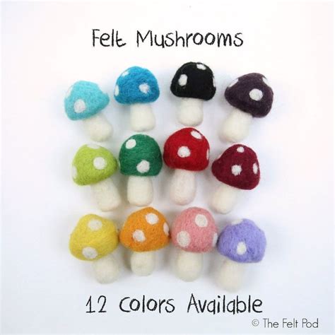 Wool Felt Mushrooms Needle Felted Mushrooms Woodland Felt Toadstool Diy