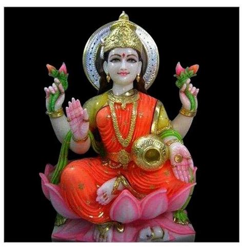 Multicolor Painted Marble Lakshmi Mata Statue For Worship Size 1