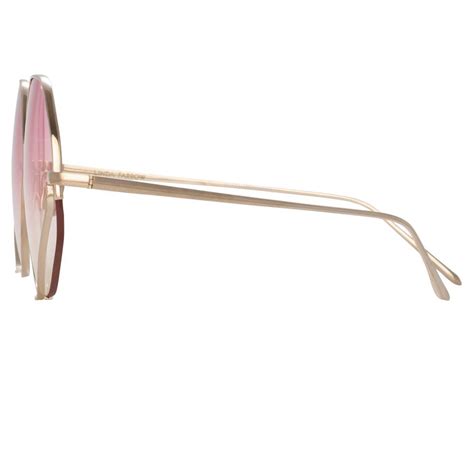 Fawcet Hexagon Sunglasses In Yellow Gold Light Gold Frame By Linda Farrow Linda Farrow Us