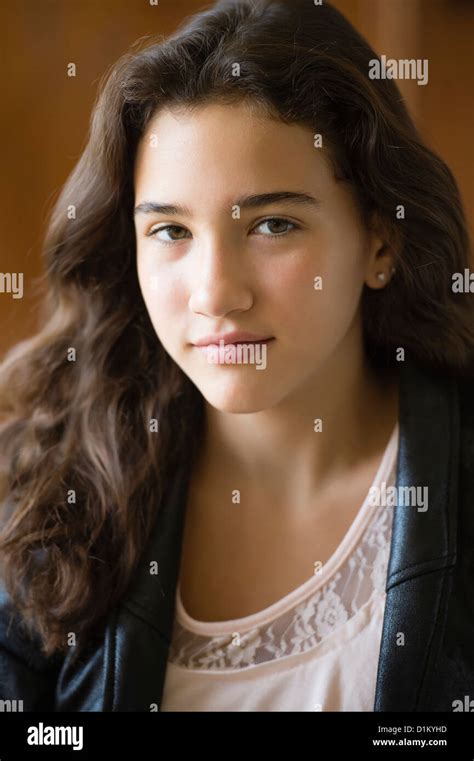 Serious Hispanic Girl Stock Photo Alamy