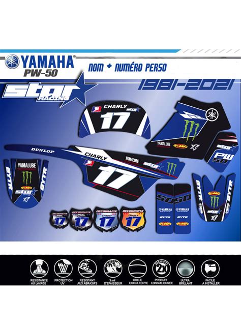 Kit déco Yamaha PW 50 STAR RACING 50PW piwi peewee kitdeco decografix