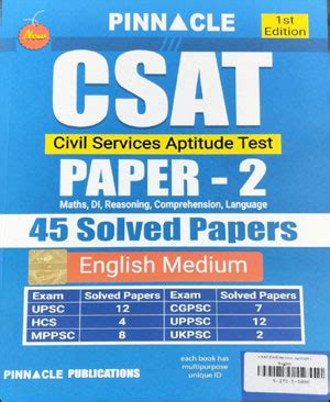 Pinnacle Publications Csat Civil Services Aptitude Test Paper