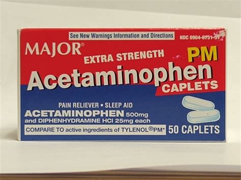 Major Acetaminophen Pm Extra Strength Caplets Mg With