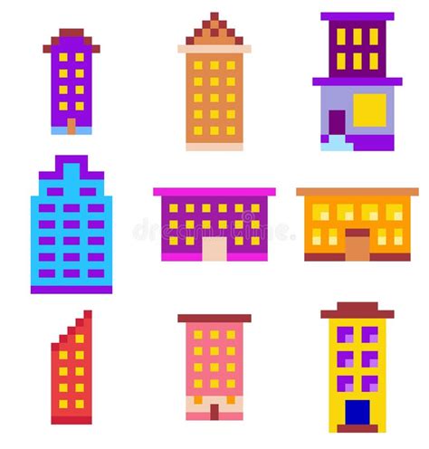 Pixel Set Of Houses Stock Vector Illustration Of European 75975178