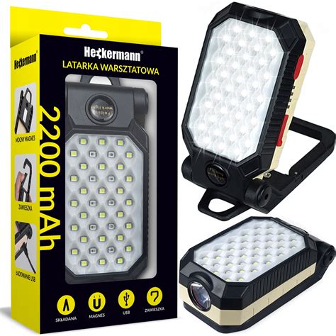 Lampa Latarka Warsztatowa Led Cob Hak Magnes Usb