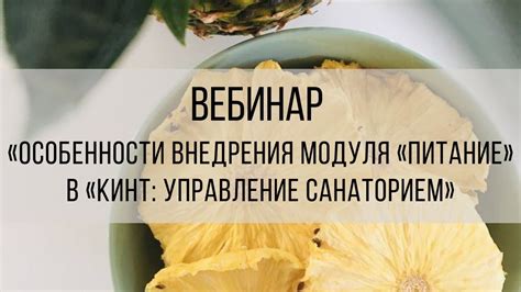 Вебинар «Особенности внедрения модуля «Питание» в «Кинт: Управление ...