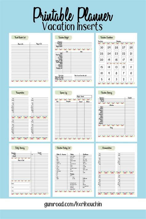 Free Printable Vacation Planner