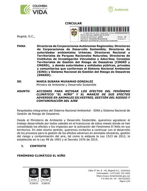 Circular Acciones Ante El Fen Meno Del Ni O 1706727444 Calle 37 No 8