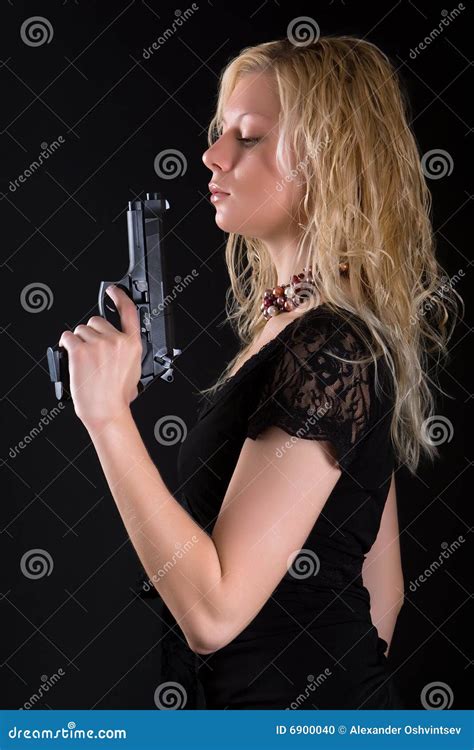 girl  pistol stock photo image  head bodyguard