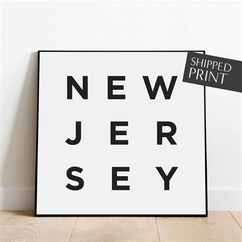 New Jersey Art Geography Wall Art State Print Minimalist Etsy