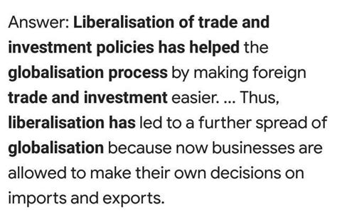 How Has Liberalisation Of Trade And Investment Policy Helped In