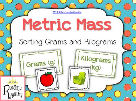 Metric Mass Sorting Grams And Kilograms Teaching Mathematics