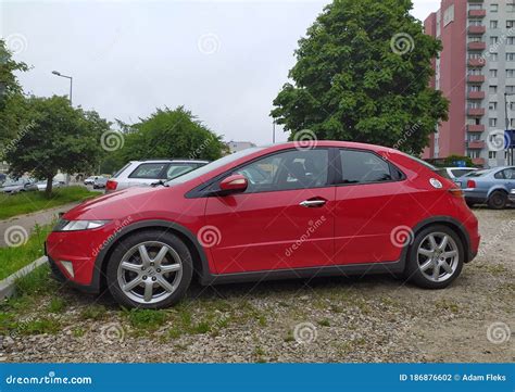 Old Red Small Compact Car Honda Civic Vii Editorial Photography Image