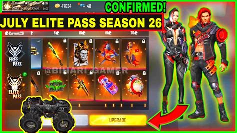 Free Fire July Elite Pass Season Full Review July Elite Pass