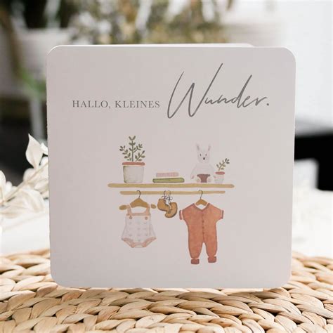 Karte Hallo Kleines Wunder Aquarell Illustration Gl Ckwunschkarte