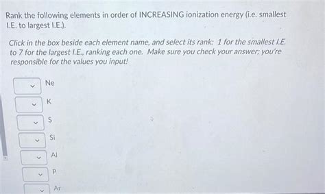 Solved Rank The Following Elements In Order Of Decreasing