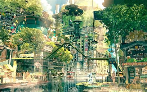 AiWei on Anime Scenery. Fantasy landscape, Anime scenery, City art ...