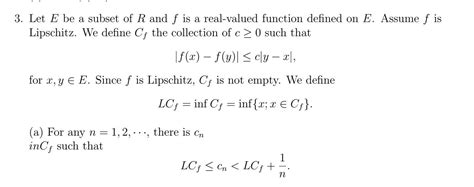 Solved Let E Be A Subset Of R And F Is A Real Valued Chegg