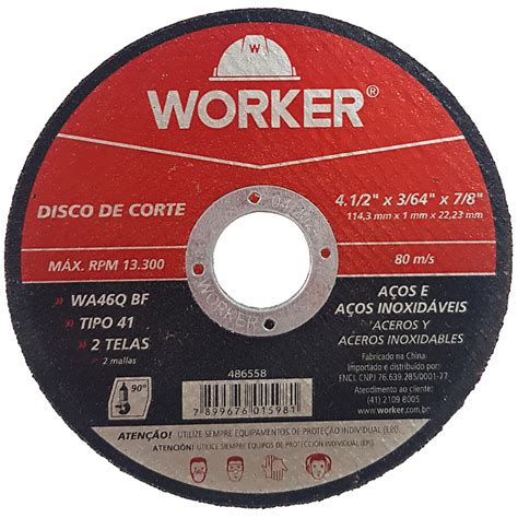 Disco De Corte Inox 115mmX1mmX22 23mm Worker