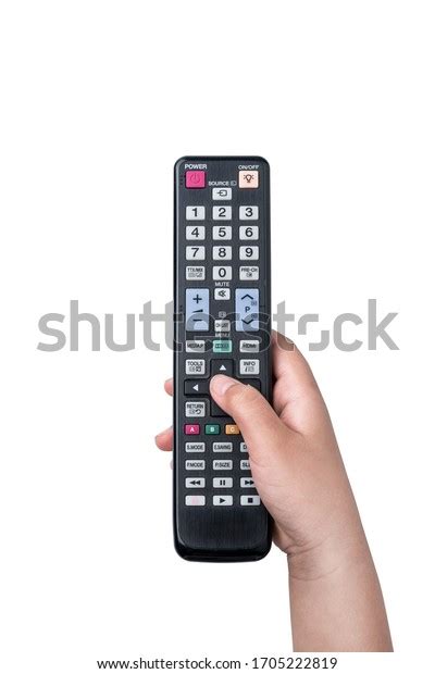 Hand Holding Television Audio Remote Control Stock Photo