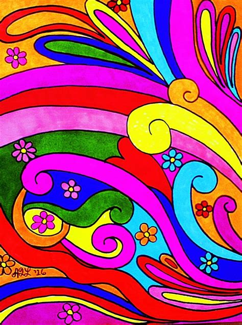 Psychedelic Swirls Multi Colored Sharpies On Drawing Paper