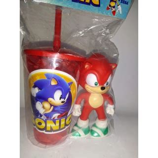 Kit Boneco Sonic Cm Copo Acrilico Canudo E Tampa Escolha De Cores