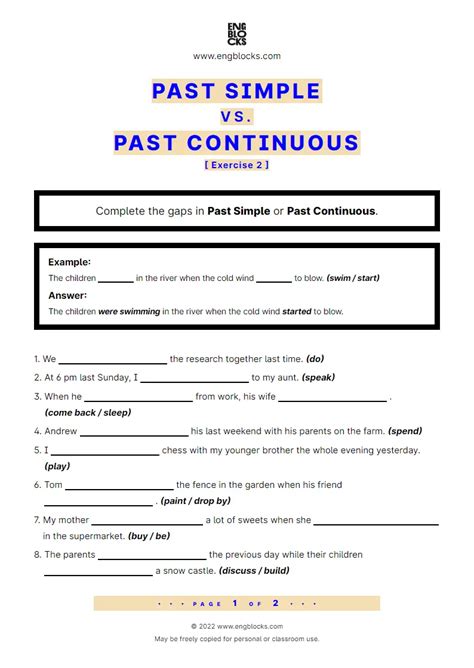 Grammar Exercises Past Simple Vs Past Continuous Printable Templates Free