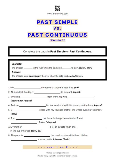 Past Simple Vs Continuous Exercise Printable Templates Free