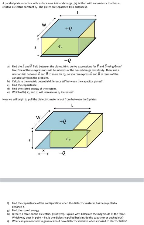 Solved A Parallel Plate Capacitor With Surface Area Lw And Charge Q