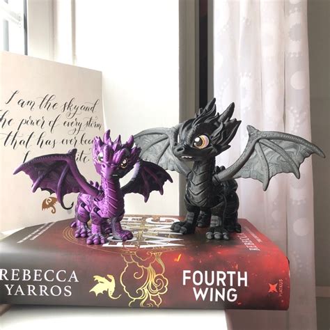 Purple And Black Dragons Combo Set Inspired By Iron Flame Tairn Andarna 3d Printed Articulating