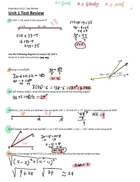 Geometry Unit Test Review Unit Test Review If What Is