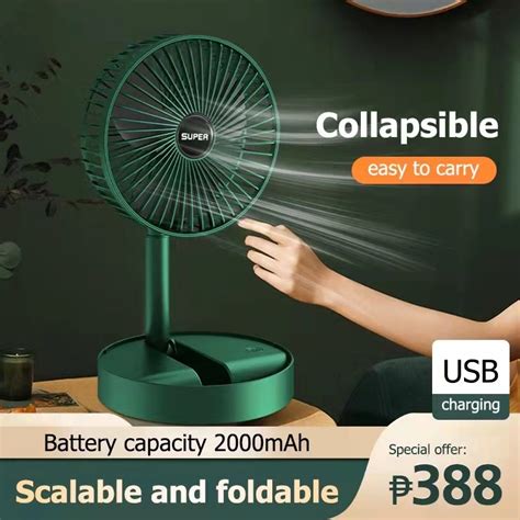 Desk Electric Fan Small Folding Fan With Usb Charging Retractable