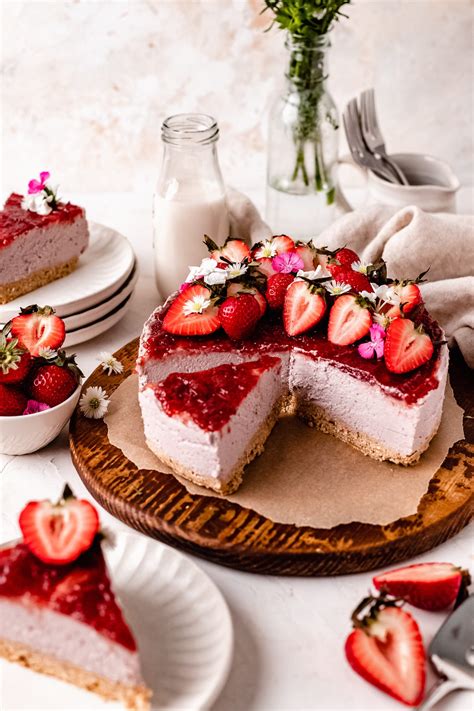 Creamy No Bake Vegan Strawberry Cheesecake Gluten Free The Banana