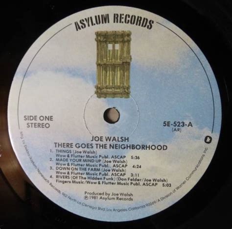 Joe Walsh There Goes The Neighborhood Orig Asylum Eagles