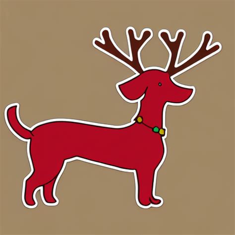 Dachshund With Reindeer Antlers · Creative Fabrica