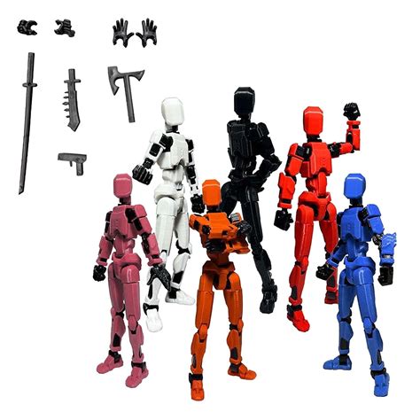 Harlier 6PCS T13 Action Figure Titan 13 Action Figure 3D Printed Multi