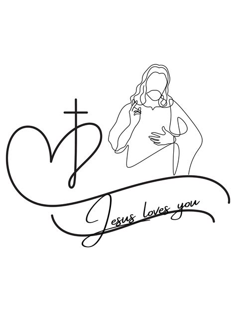 Jesus Christ Line Art, Jesus Loves You Digital Print, Jesus Wall Art ...