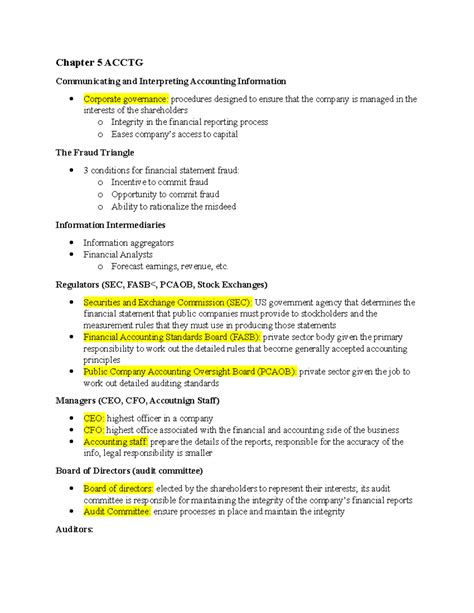 Chapter 5 ACCTG 215 Notes Chapter 5 ACCTG Communicating And