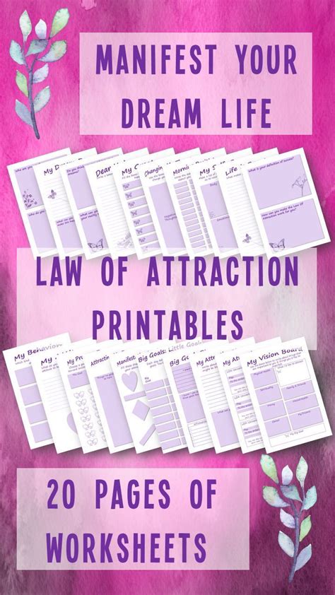 Printable Law Of Attraction Planner Manifestation Journal Loa