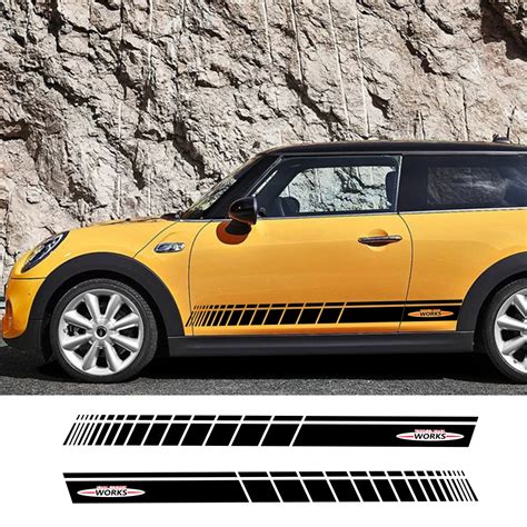 Pcs Car Door Side Skirt Jcw Decal Stickers Racing Stripes Decoration