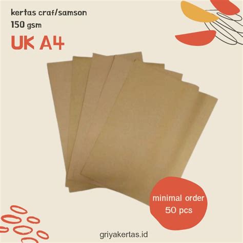 Jual Kertas Samson Kertas Craft Warna Coklat Gsm Tebal Kertas