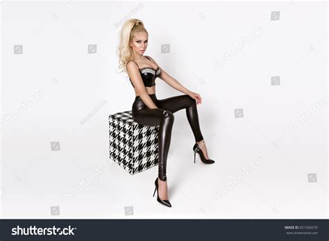 Sexy Blonde Woman Long Legs Latex Stock Photo Shutterstock