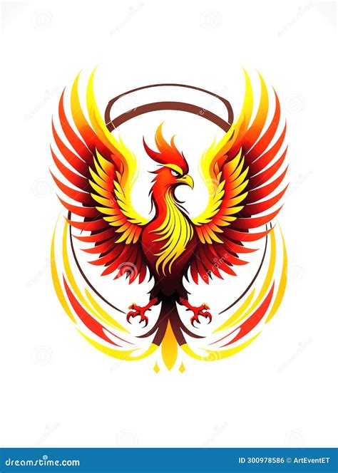 Burning Bird Phoenix Rising Form Flames And Fire Stock Illustration